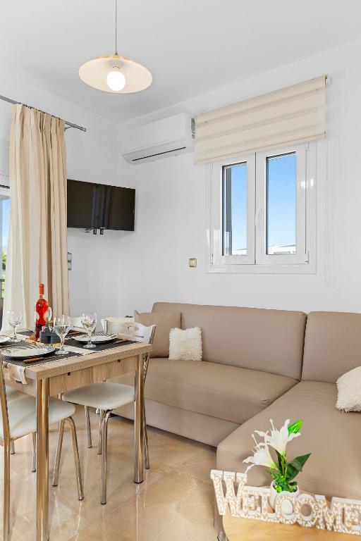 Close-up of the comfortable lounge sofa at the luxury holiday rental